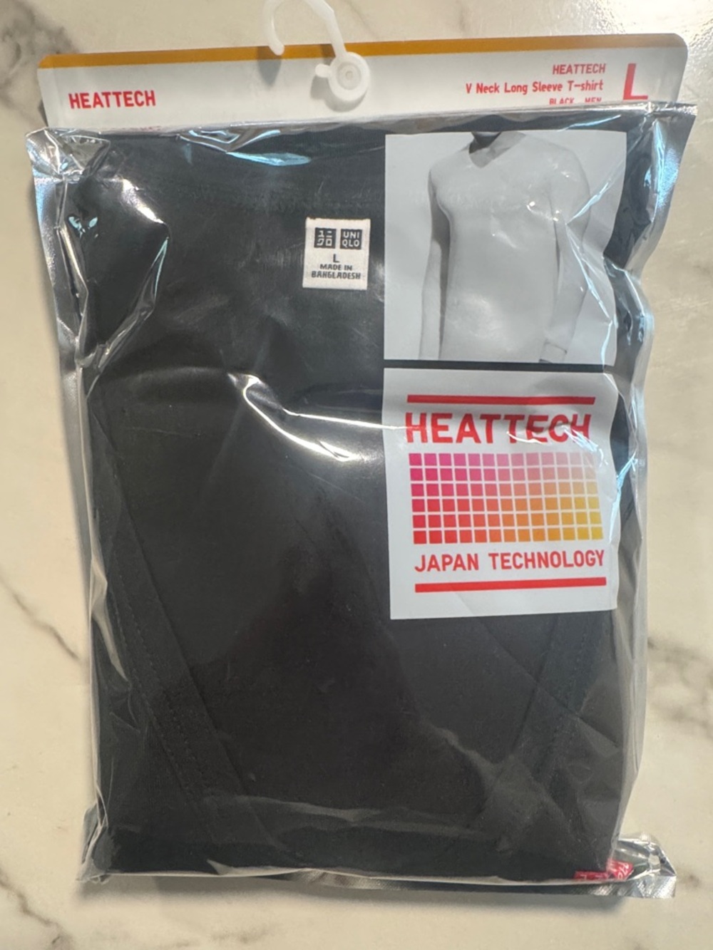 Uniqlo HEATTECH Black Long Sleeve V-Neck Tee
